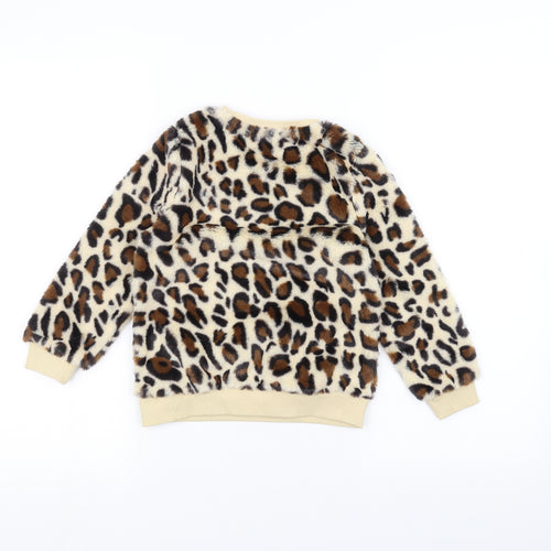 M&Co Girls White Animal Print  Pullover Jumper Size 5-6 Years
