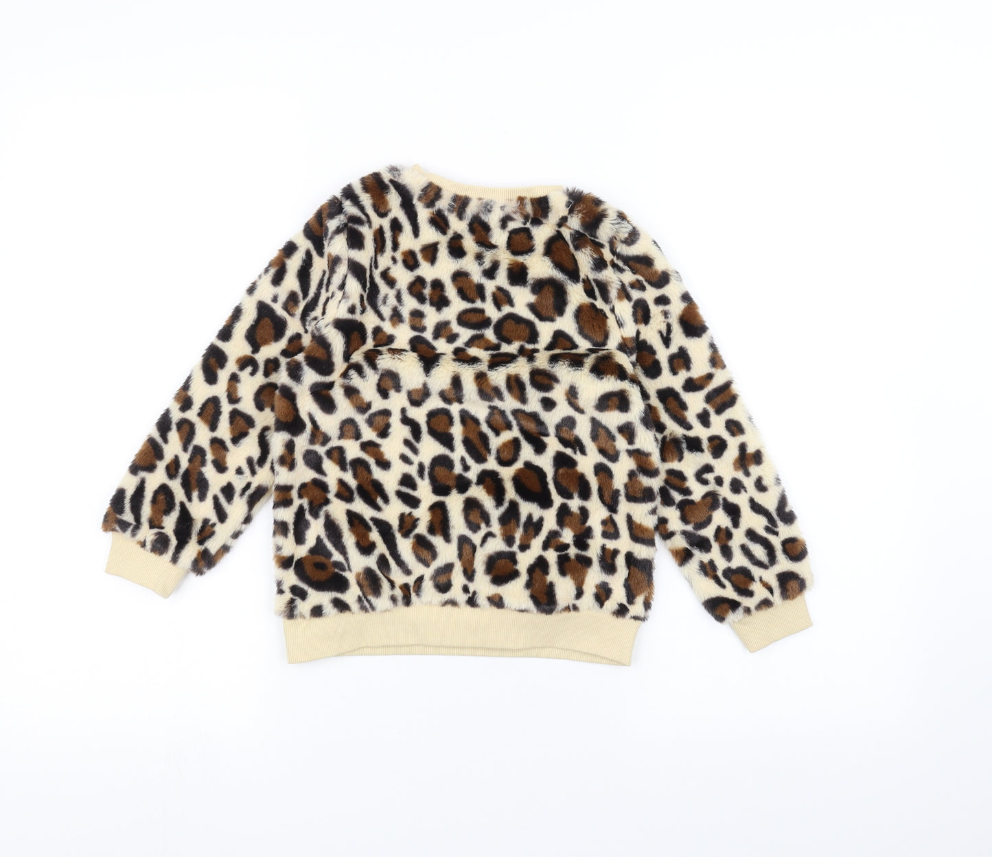 M&Co Girls White Animal Print  Pullover Jumper Size 5-6 Years