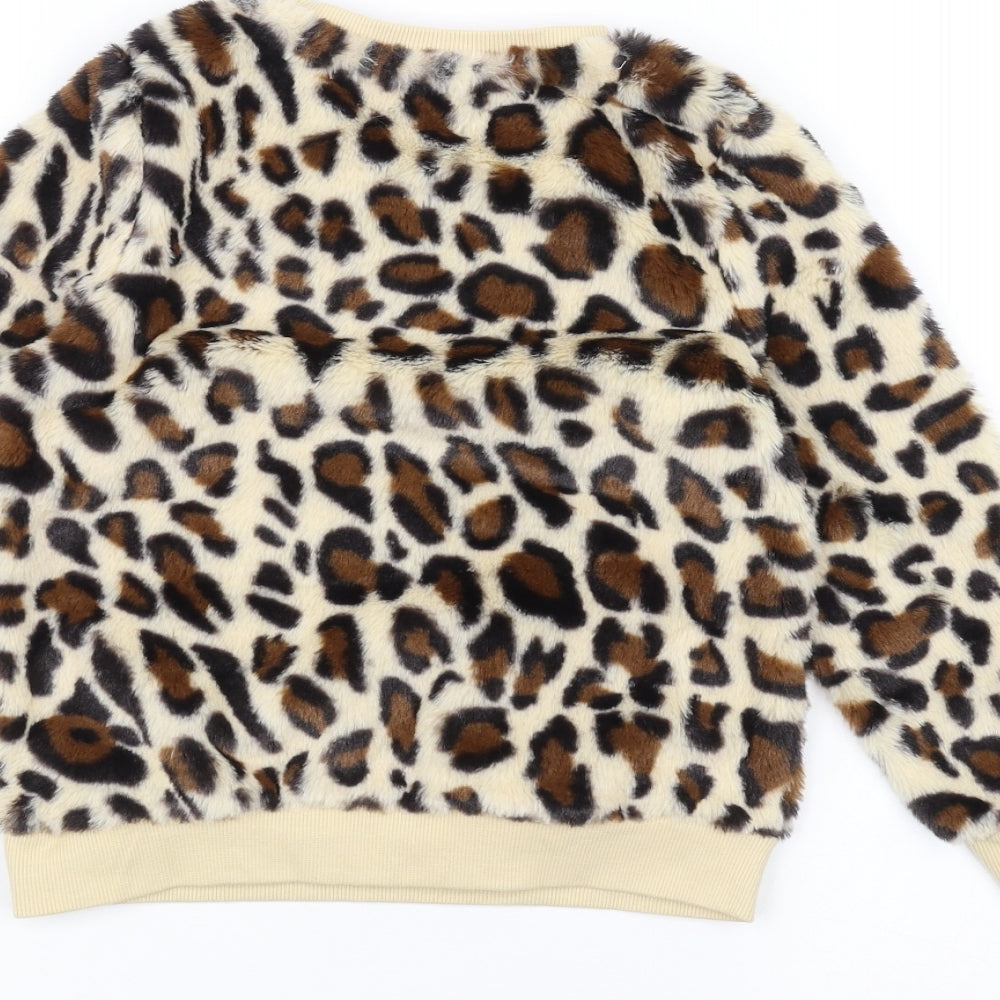 M&Co Girls White Animal Print  Pullover Jumper Size 5-6 Years