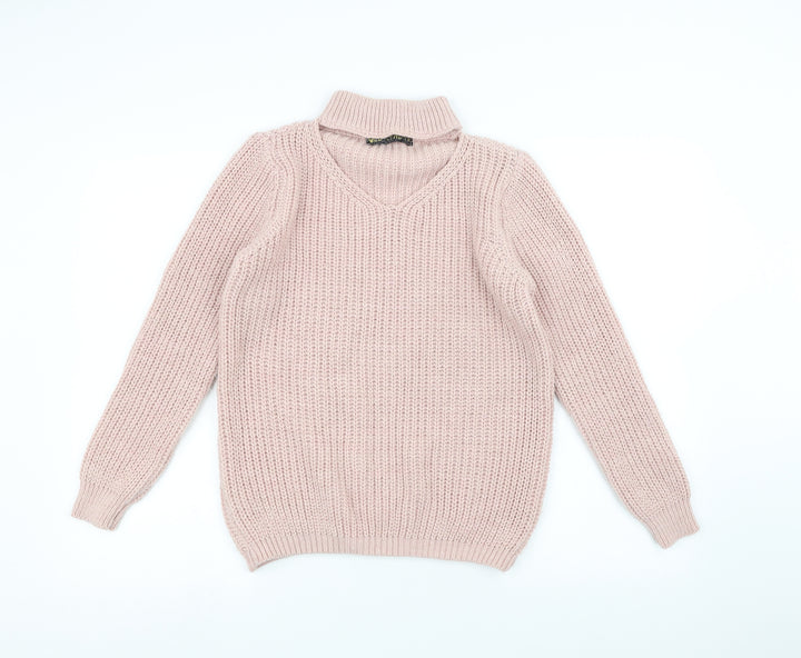 QED London Womens Pink Knit Pullover Jumper Size M
