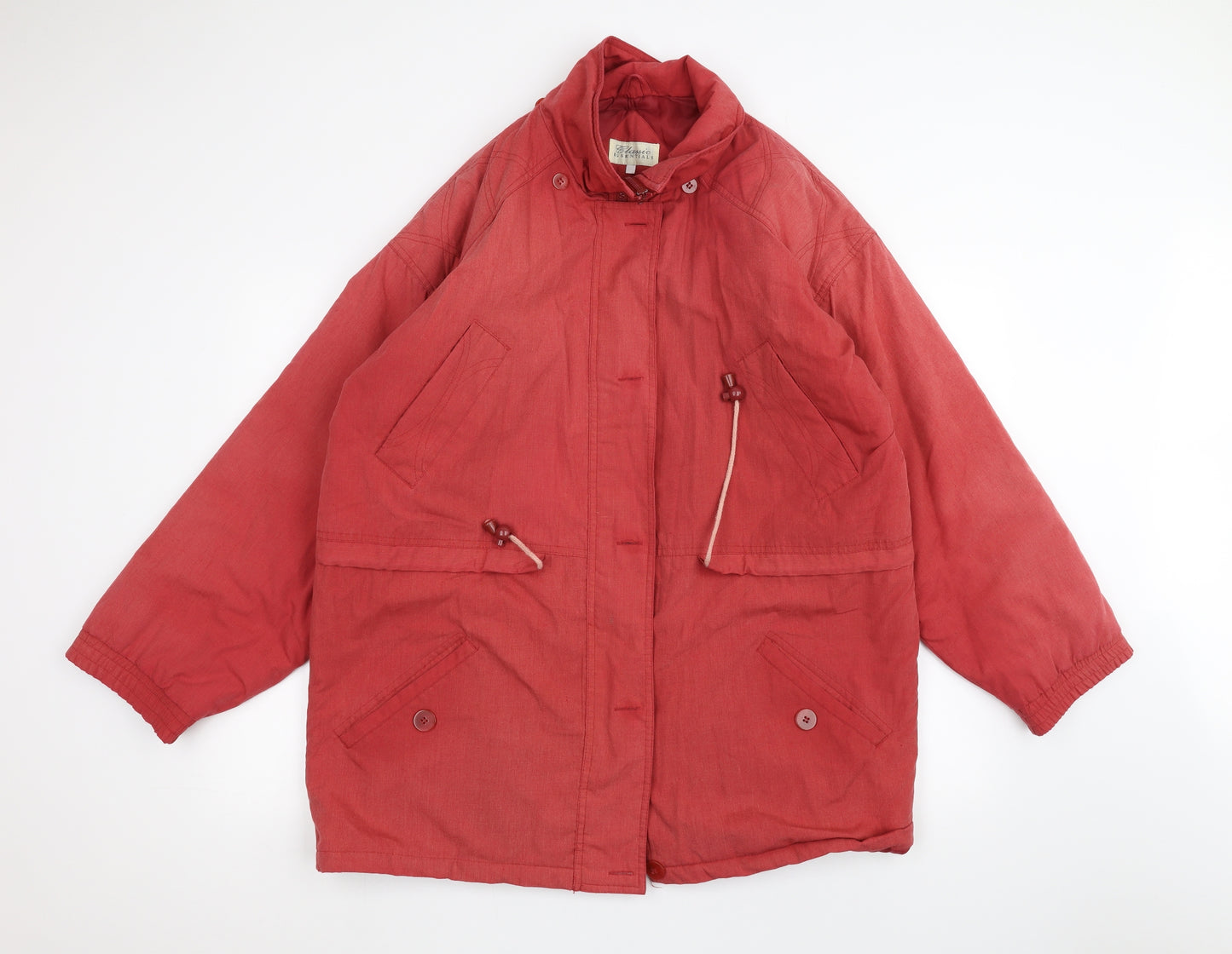Essentials Womens Red   Pea Coat Coat Size 14