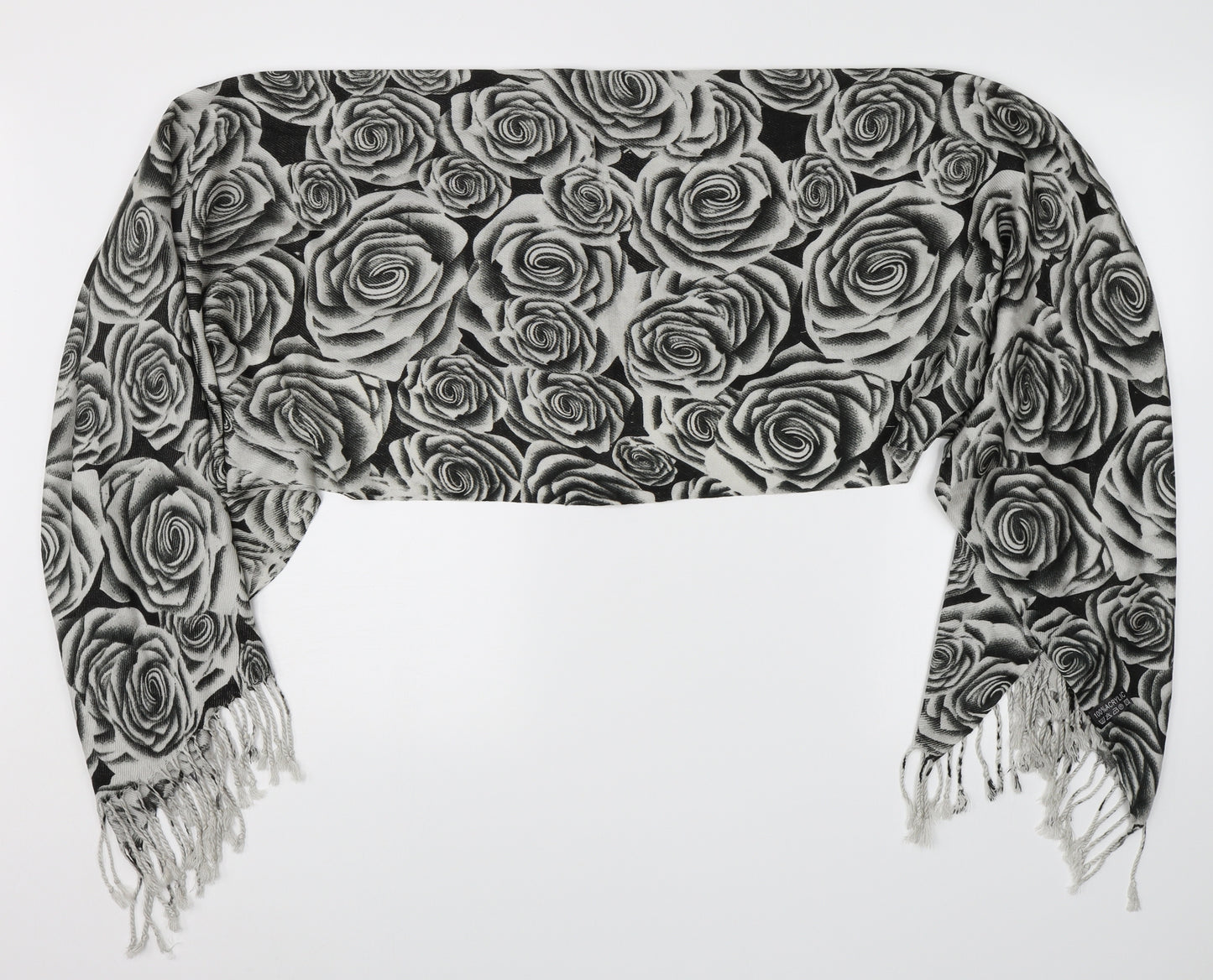 Preworn Unisex Black Floral   Scarf