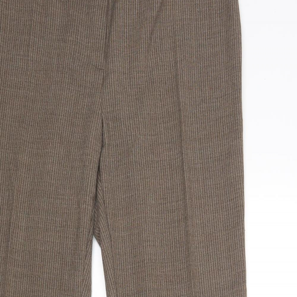 M&S Womens Brown Striped  Dress Pants Trousers Size 14 L28 in