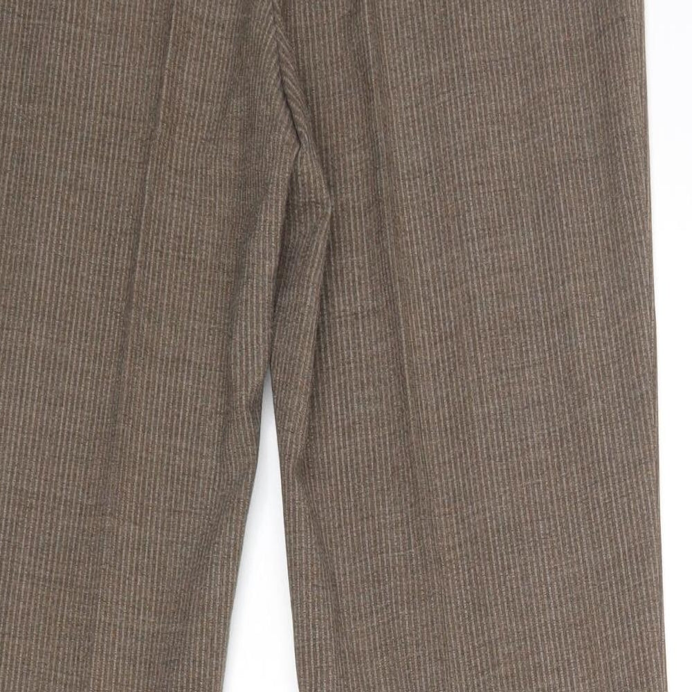 M&S Womens Brown Striped  Dress Pants Trousers Size 14 L28 in