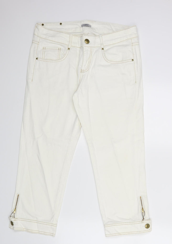 Oltre Womens White Straight Jeans Size 14 L23 in