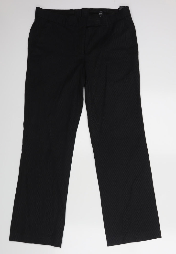 H&M Womens Black Striped  Dress Pants Trousers Size 8 L29 in