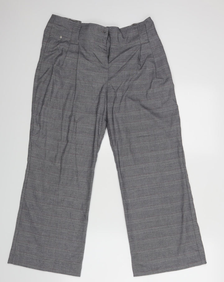 Per Una Womens Grey Check Dress Pants Trousers Size 14 L27 in