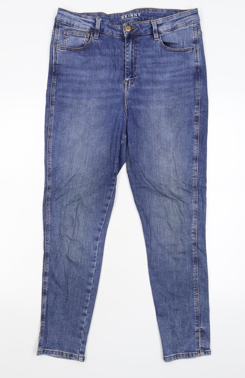 M&S Womens Blue  Denim Tapered Jeans Size 14 L26 in