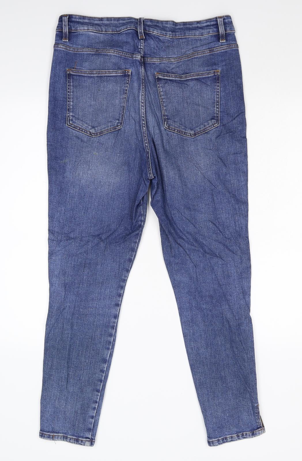 M&S Womens Blue  Denim Tapered Jeans Size 14 L26 in