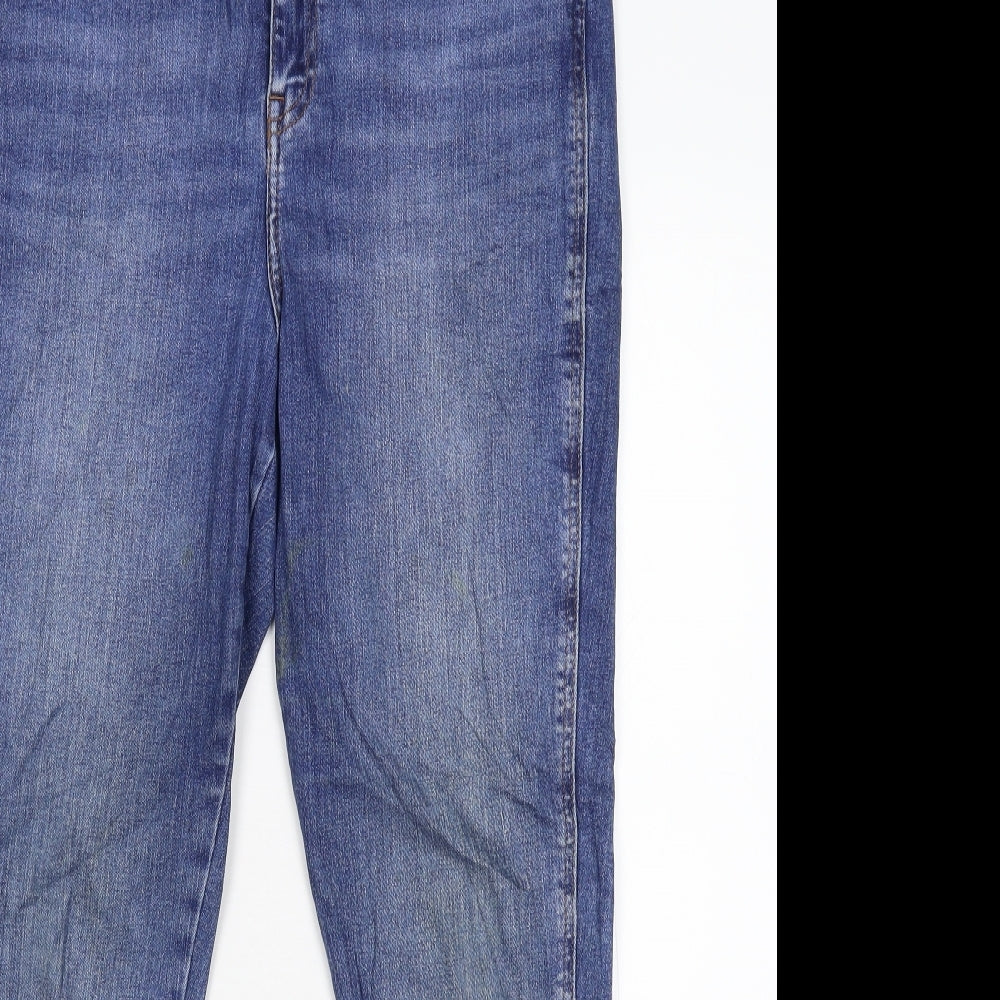 M&S Womens Blue  Denim Tapered Jeans Size 14 L26 in