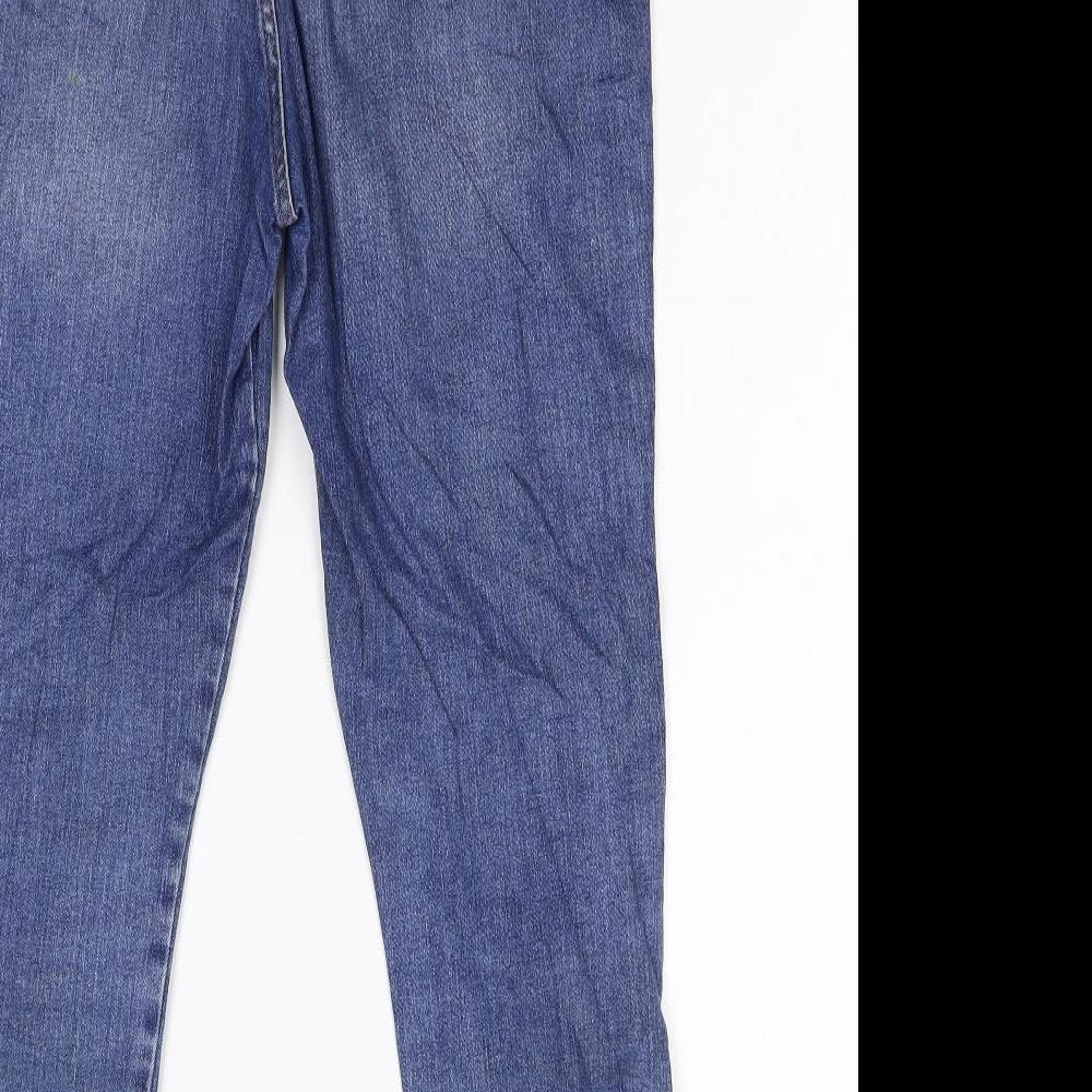 M&S Womens Blue  Denim Tapered Jeans Size 14 L26 in