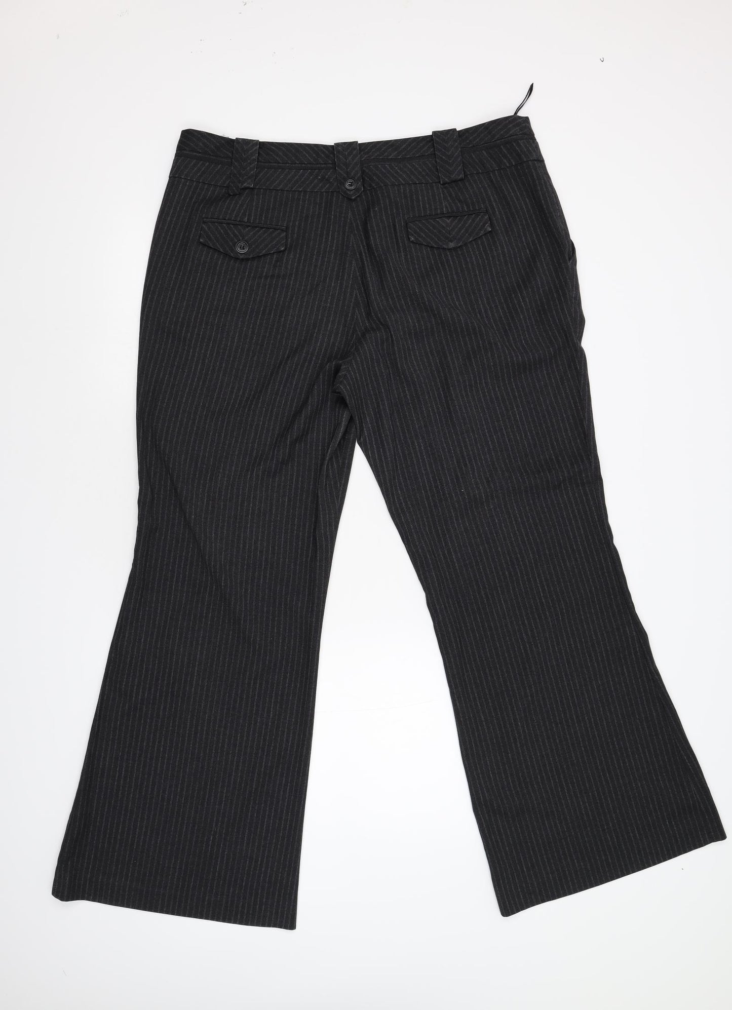 Jasper Conran at Debenhams Womens Grey Striped Flannel Trousers  Size 18 L31 in