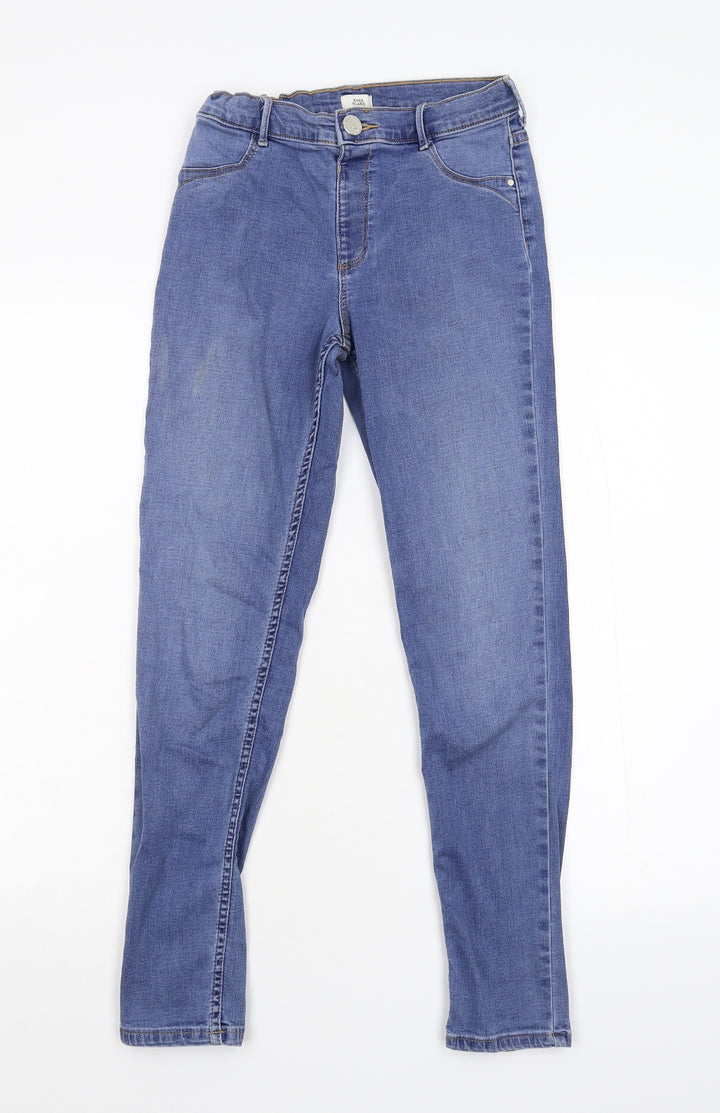 River Island Girls Blue  Damask Skinny Jeans Size 11 Years