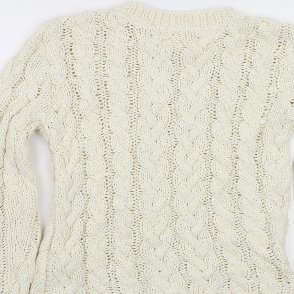 H&M Womens Ivory  Knit Pullover Jumper One Size  - Asymmetric Hem