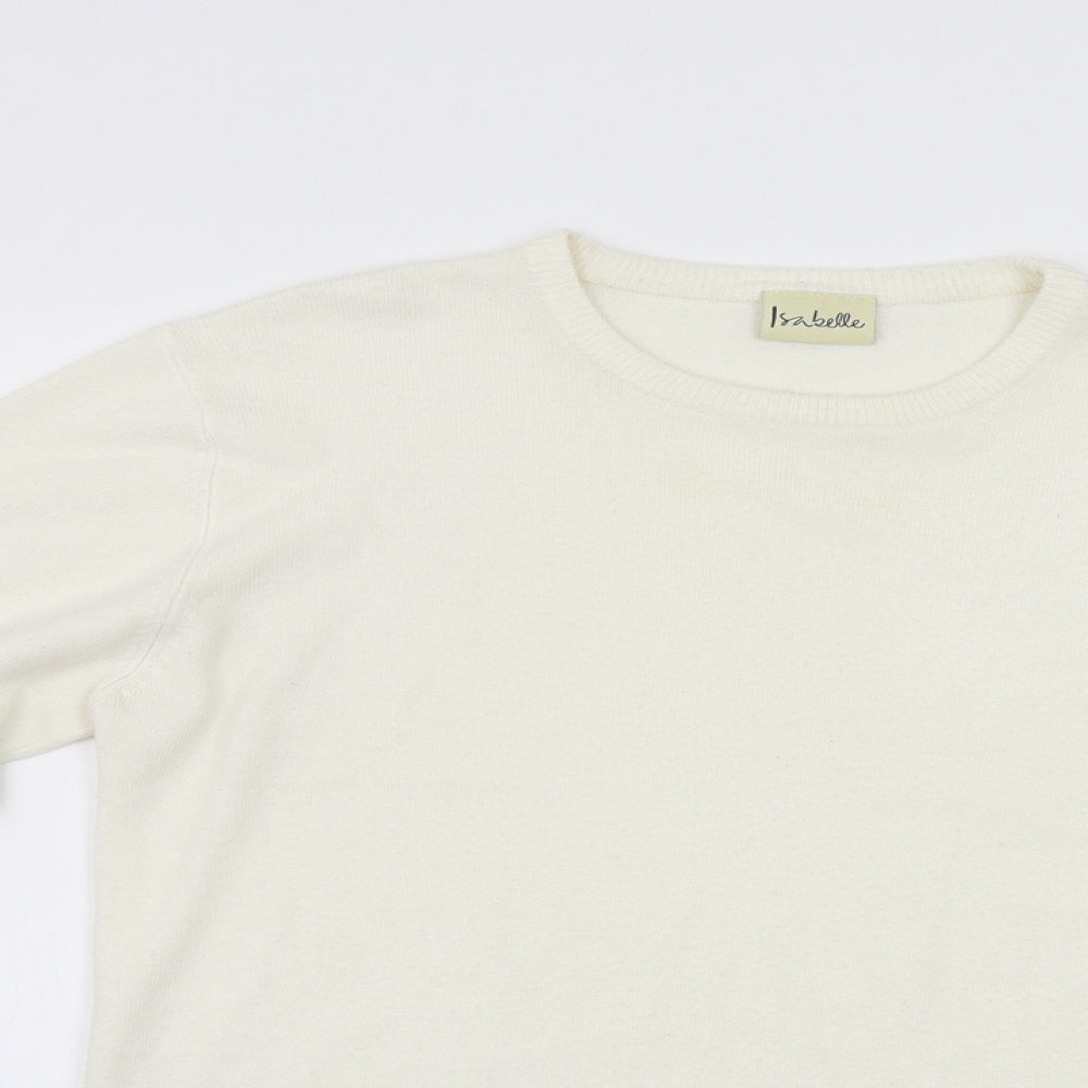 Isabelle Womens White  Knit Pullover Jumper Size S