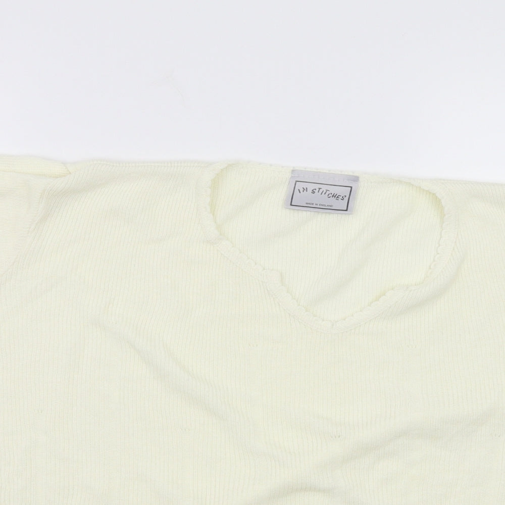 In Stitches Womens White  Knit Pullover Jumper Size L