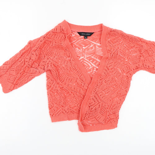 New Look Womens Red  Crochet Cardigan Jumper Size 6