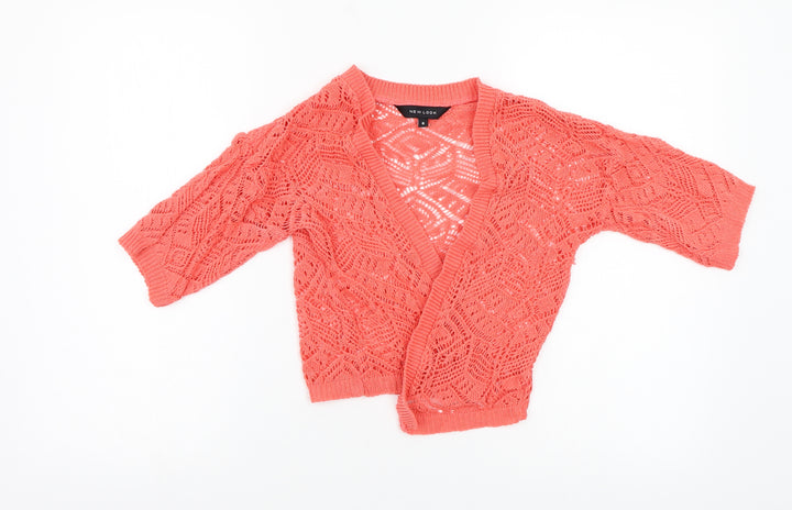 New Look Womens Red Crochet Cardigan Jumper Size 6