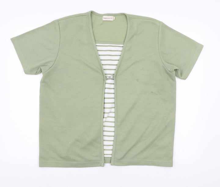 Bonmarché Womens Green Striped  Pullover Jumper Size M