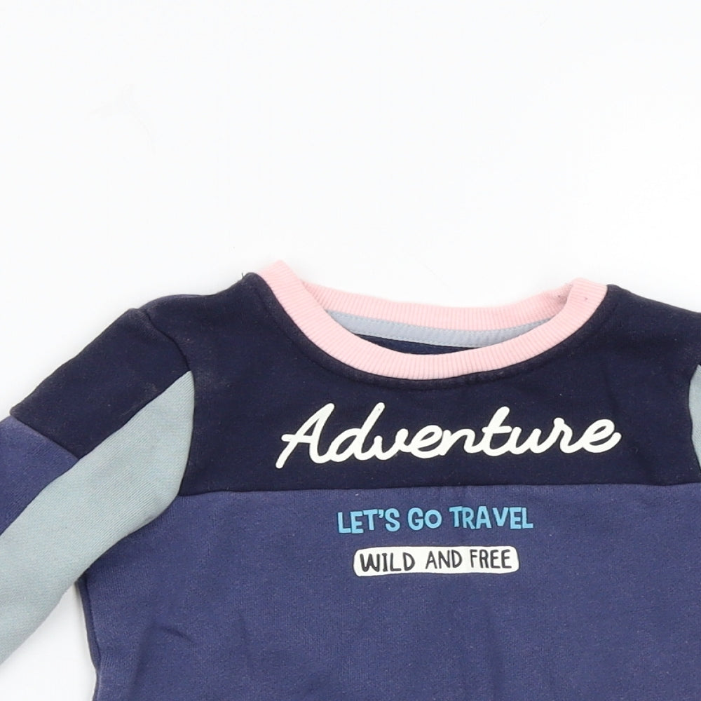 George Baby Blue Colourblock  Pullover Jumper Size 12-18 Months