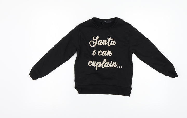 Very Boys Black   Pullover Sweatshirt Size 8 Years  - Santa