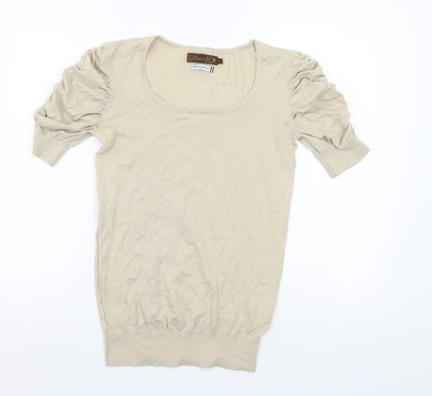 La Naturelle Womens Beige  Knit Pullover Jumper Size L