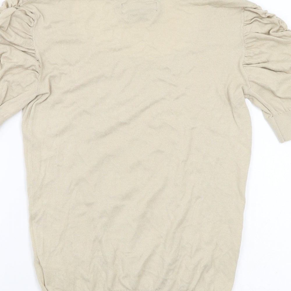 La Naturelle Womens Beige  Knit Pullover Jumper Size L