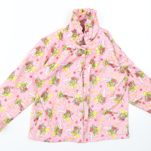 Preworn Girls Pink  Rayon Basic Button-Up Size 6 Years  - tinkerbell