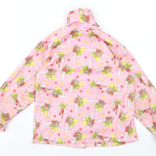 Preworn Girls Pink  Rayon Basic Button-Up Size 6 Years  - tinkerbell