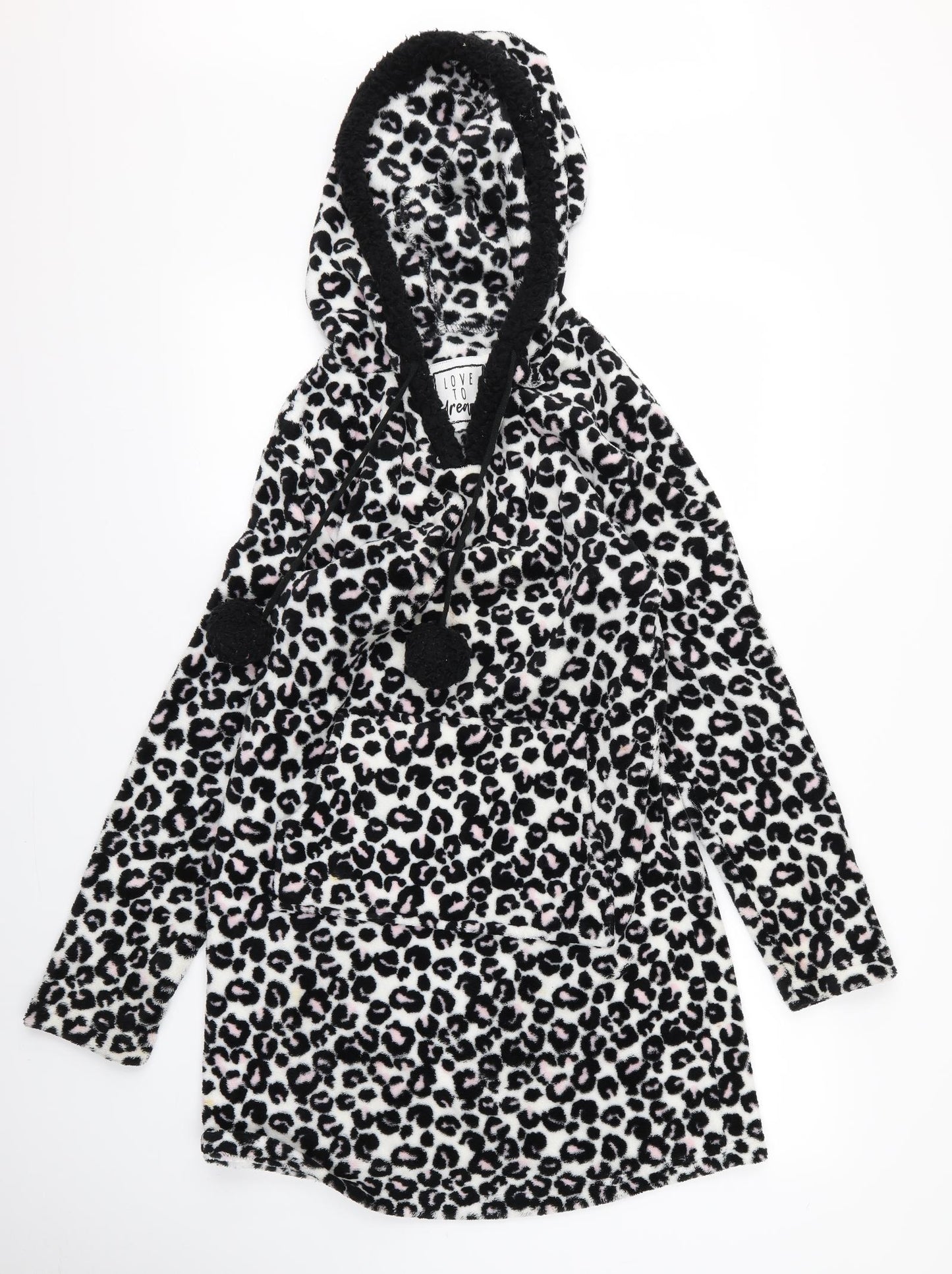 Preworn Womens White Animal Print  Pullover Hoodie Size 8
