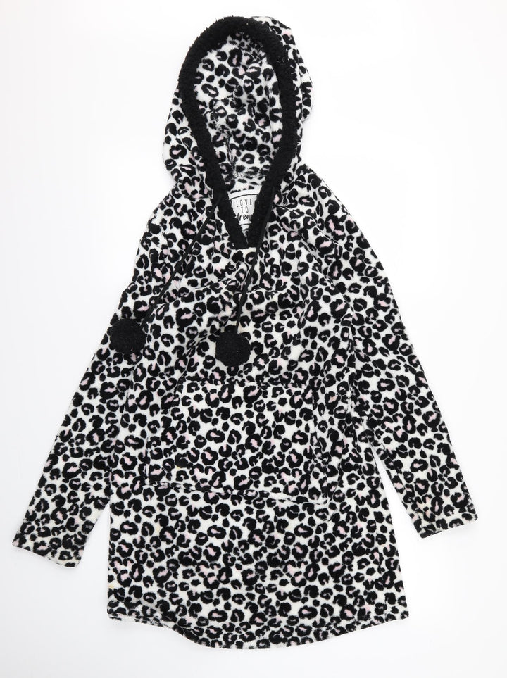 Preworn Womens White Animal Print  Pullover Hoodie Size 8