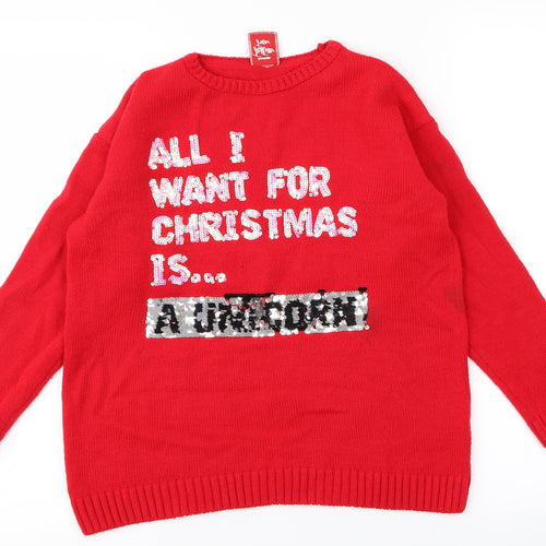 George Womens Red   Pullover Jumper Size 10  - CHRISMTAS