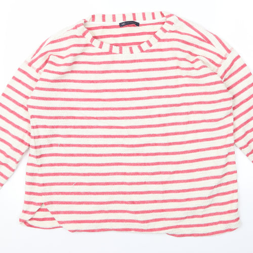 m&s Womens Red Striped  Basic T-Shirt Size 2