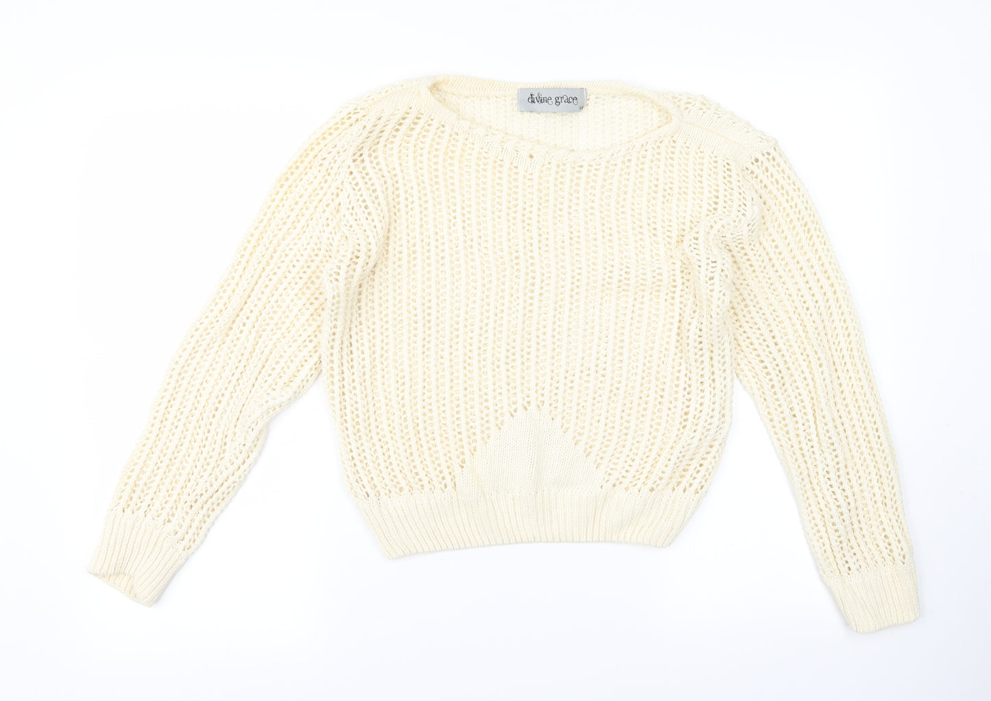divine grace Womens White   Pullover Jumper Size M