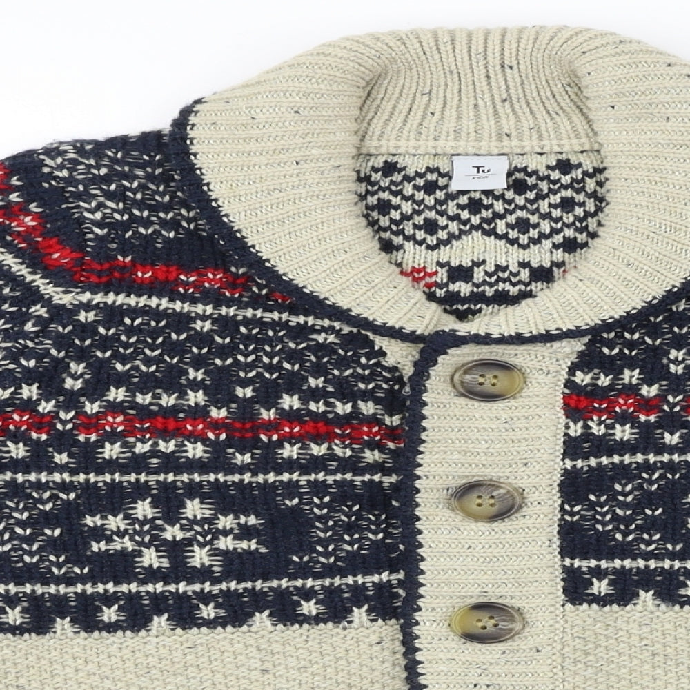 TU Boys Beige  Knit Cardigan Jumper Size 10 Years