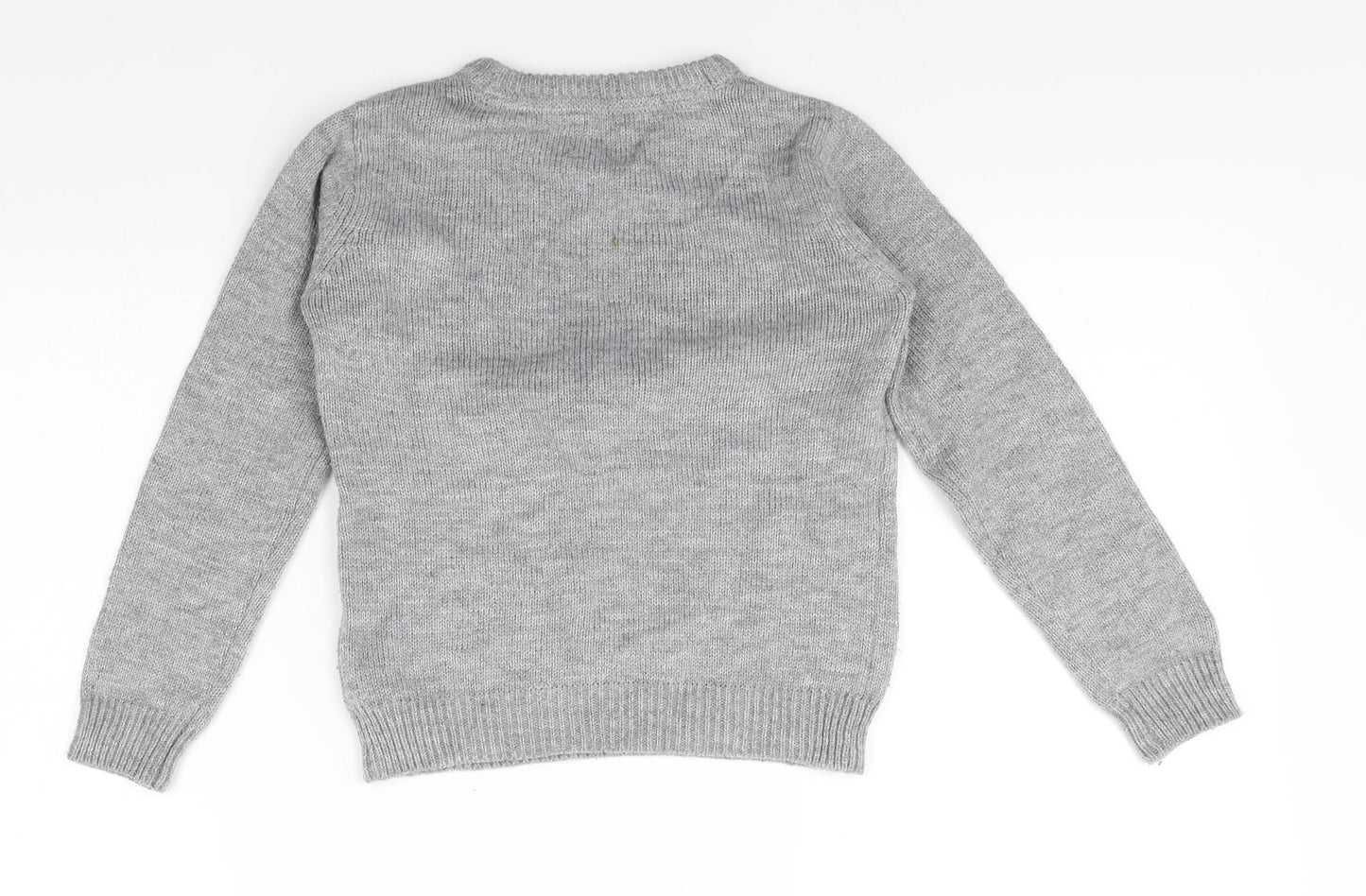 Crafted Boys Grey   Pullover Jumper Size 7-8 Years  - Christmas Jumper, pom pom