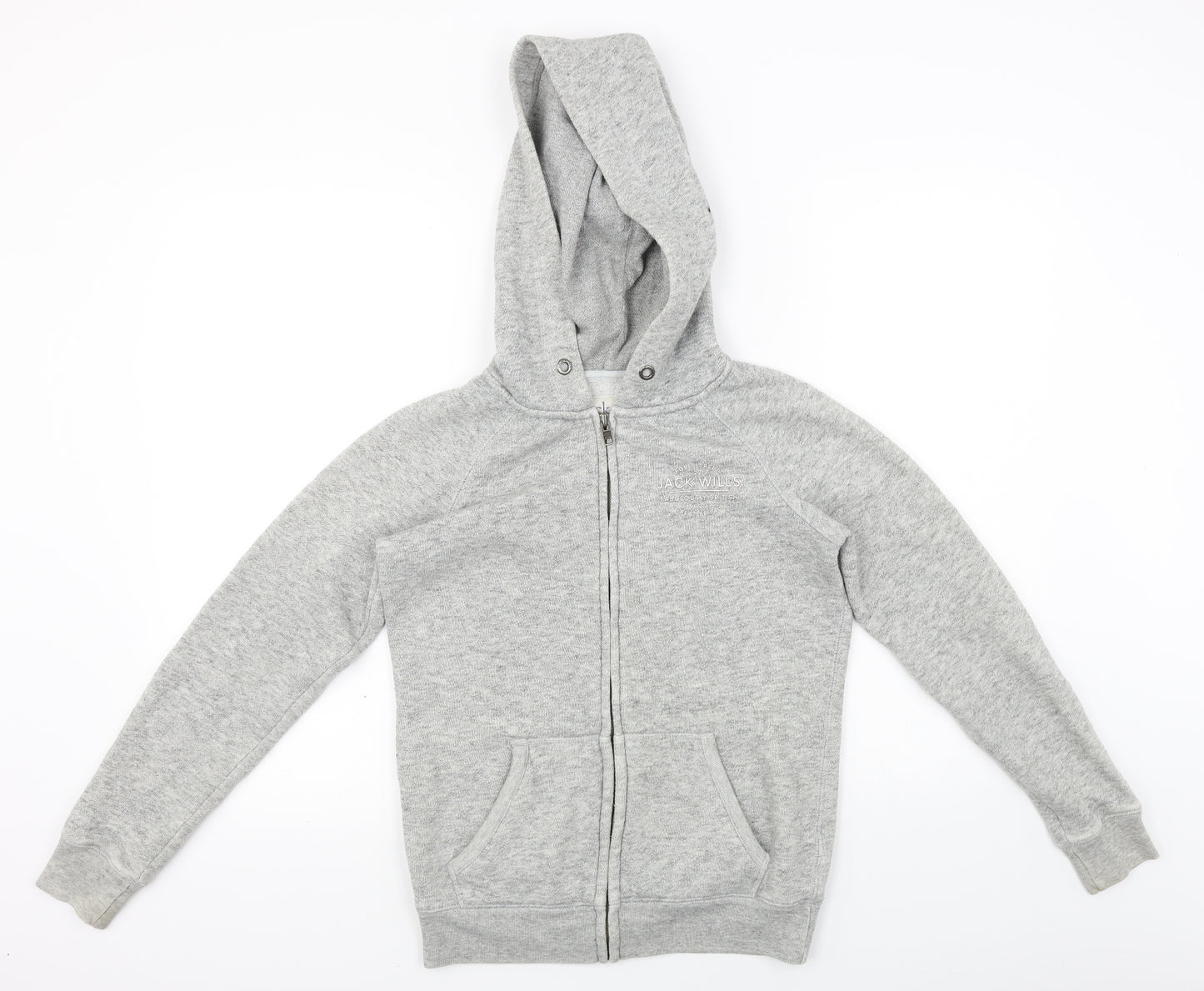 Jack Wills Womens Grey   Full Zip Hoodie Size 6
