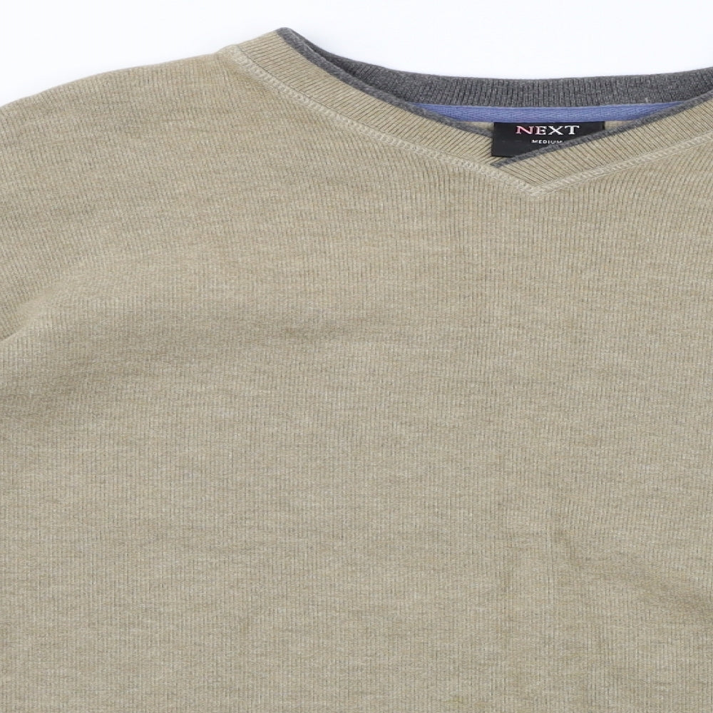 NEXT Mens Grey Striped  Pullover Jumper Size L