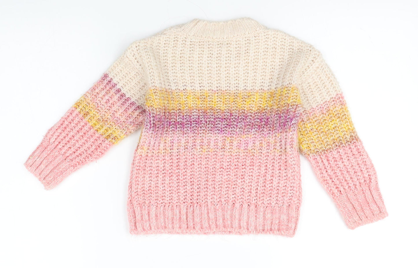 M&S Girls Beige Striped  Pullover Jumper Size 3-4 Years