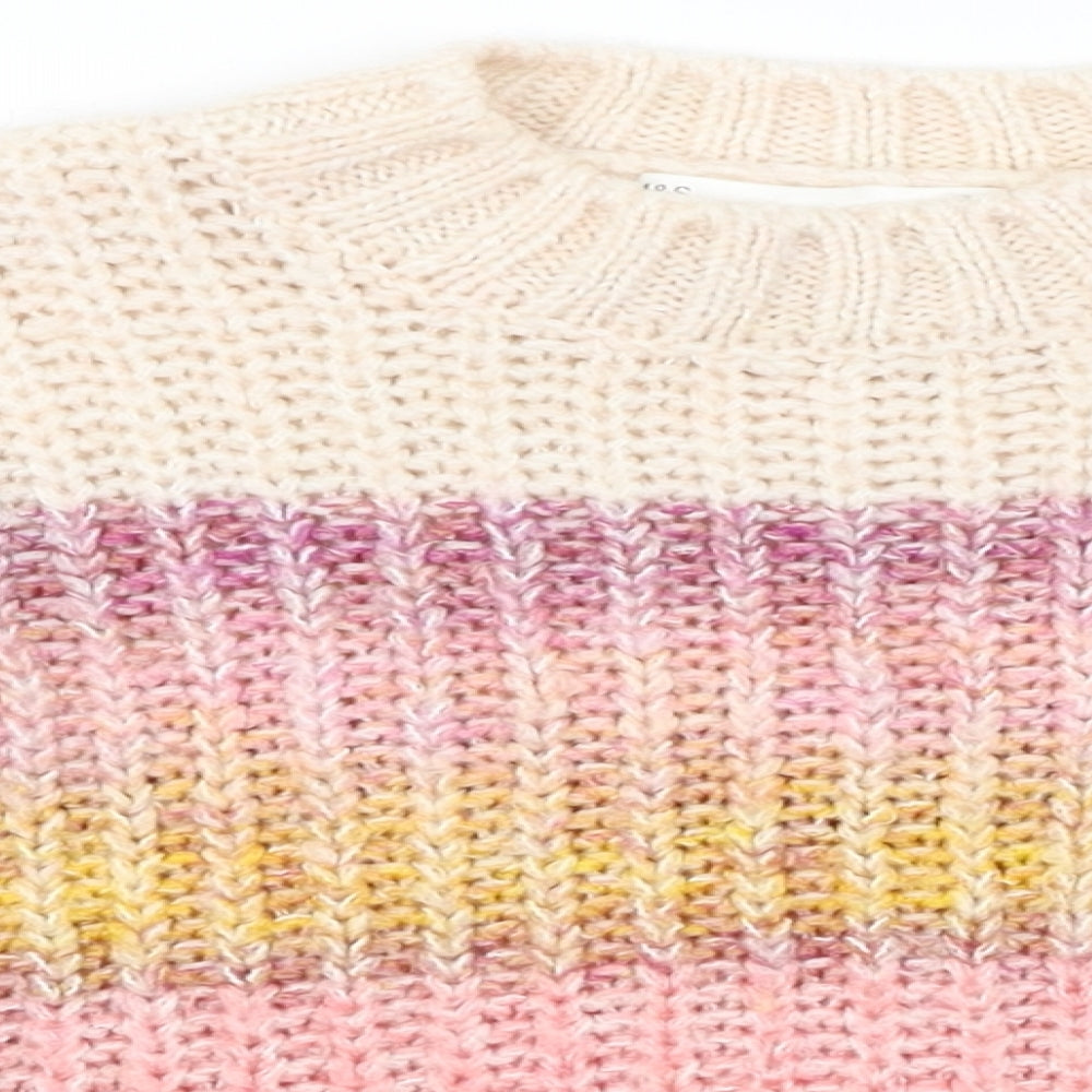 M&S Girls Beige Striped  Pullover Jumper Size 3-4 Years