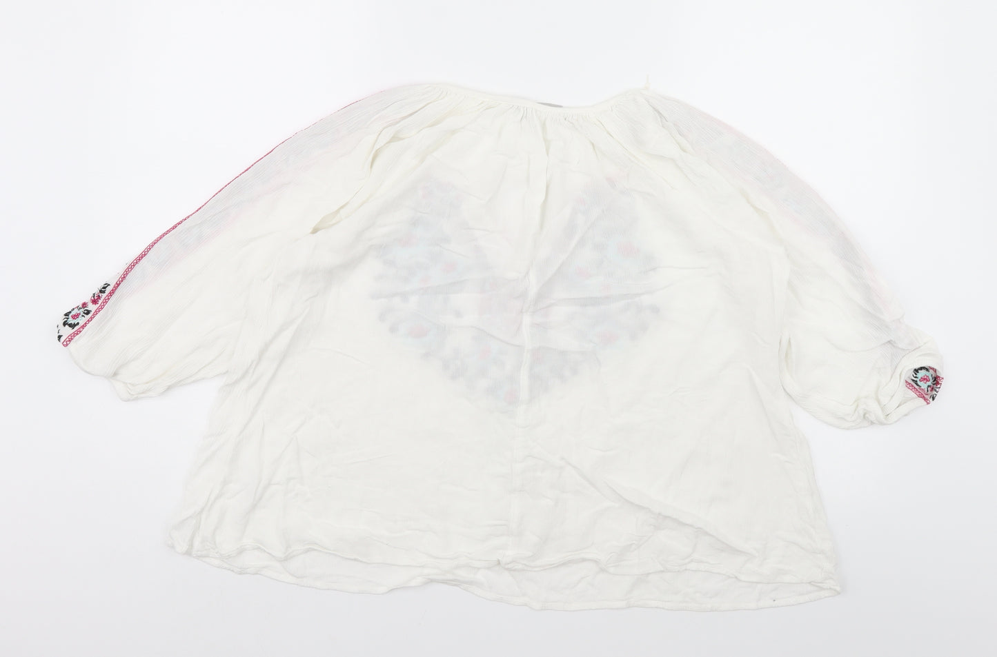 George Womens White Floral  Basic Blouse Size 14