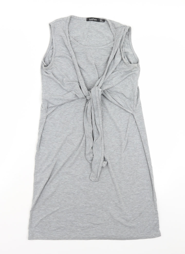 Boohoo Womens Grey Basic Blouse Size 10