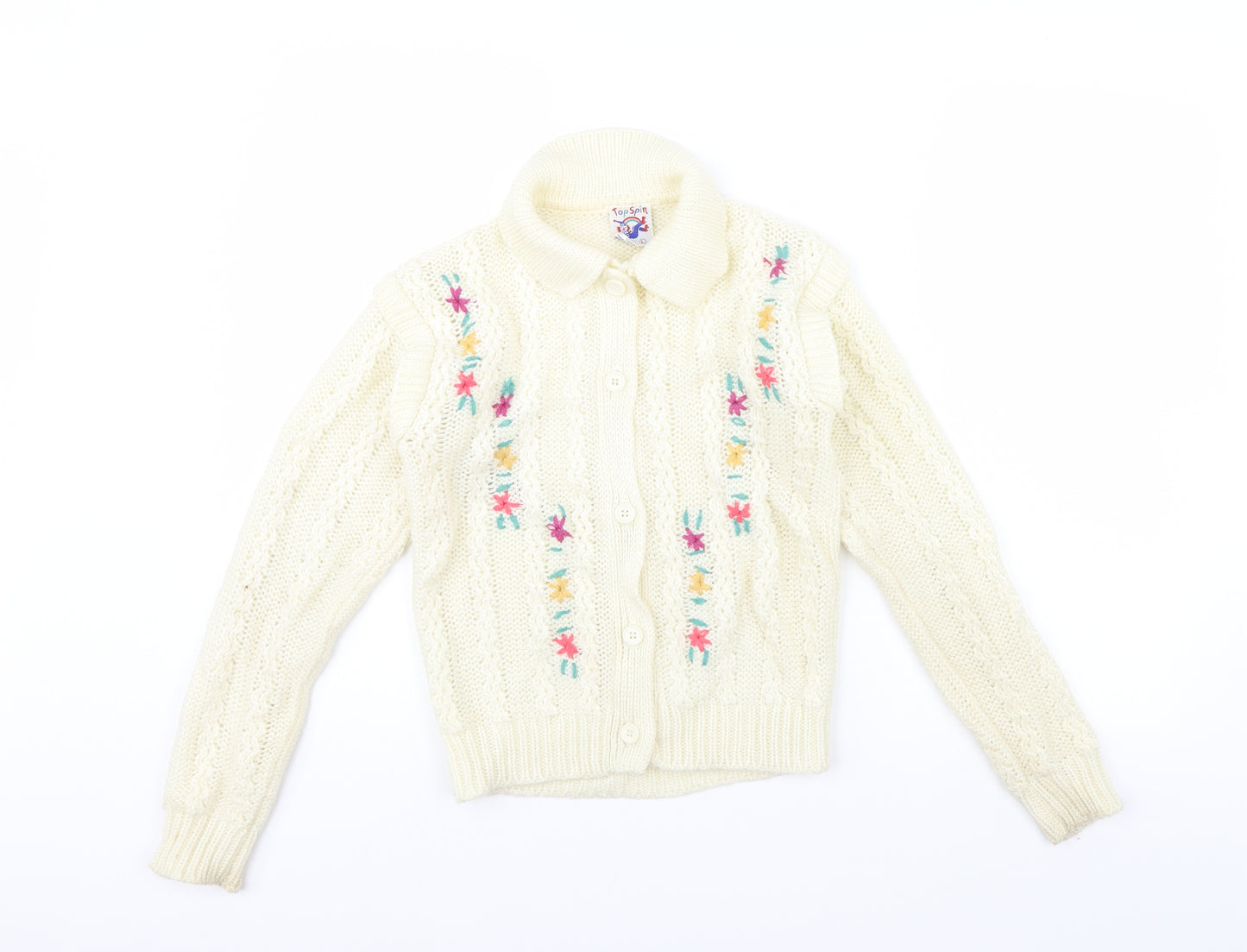 topspin Womens White Floral  Cape Jumper Size L
