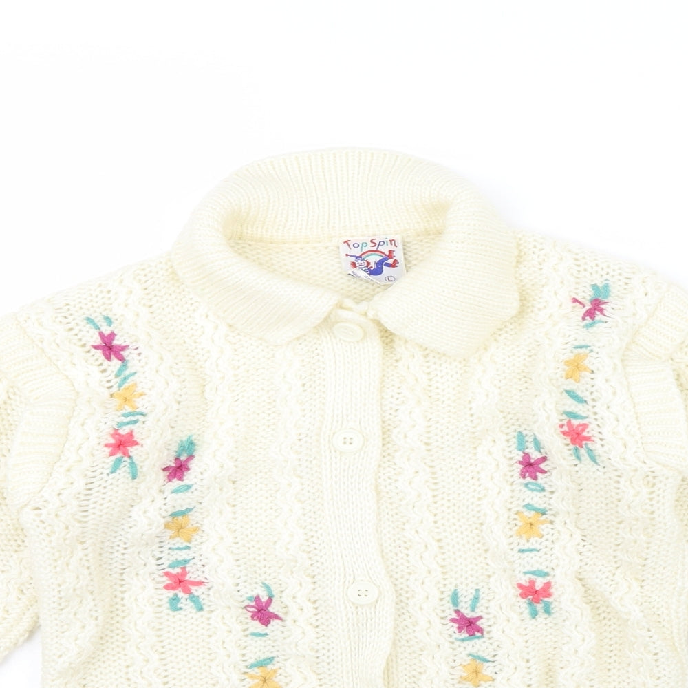 topspin Womens White Floral  Cape Jumper Size L