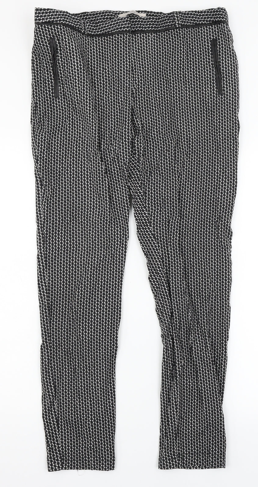 George Womens Black Houndstooth  Trousers  Size 16 L26 in