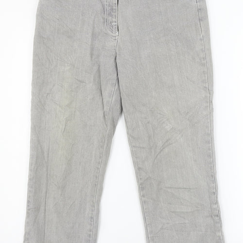 Preworn Womens Grey  Denim Straight Jeans Size 12 L23 in