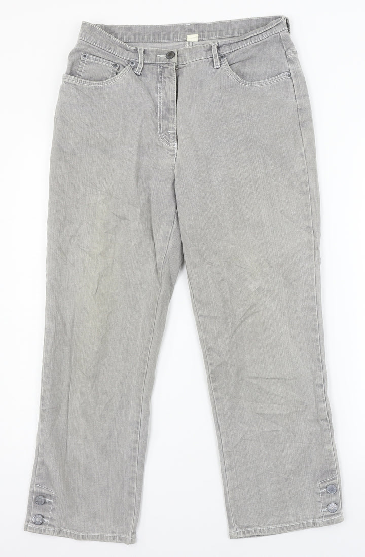 Preworn Womens Grey  Denim Straight Jeans Size 12 L23 in