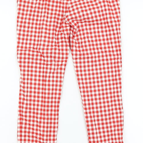 Astradivarius Womens Red Check  Trousers  Size 6 L26 in