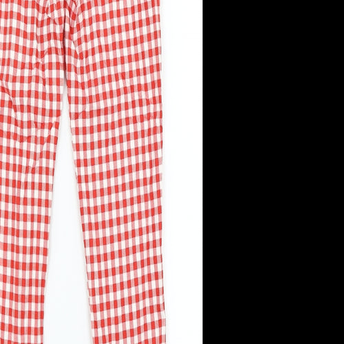 Astradivarius Womens Red Check  Trousers  Size 6 L26 in