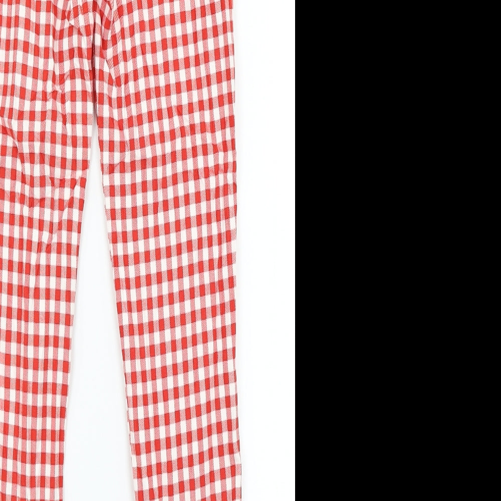 Astradivarius Womens Red Check  Trousers  Size 6 L26 in